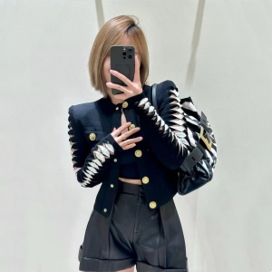 balmain quilted cropped cardigan